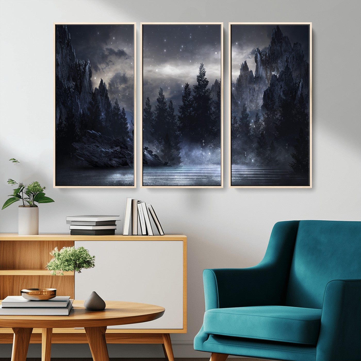 55385-MGV-CV-36X24-Night Landscape and Trees Wall Art Canvas Print