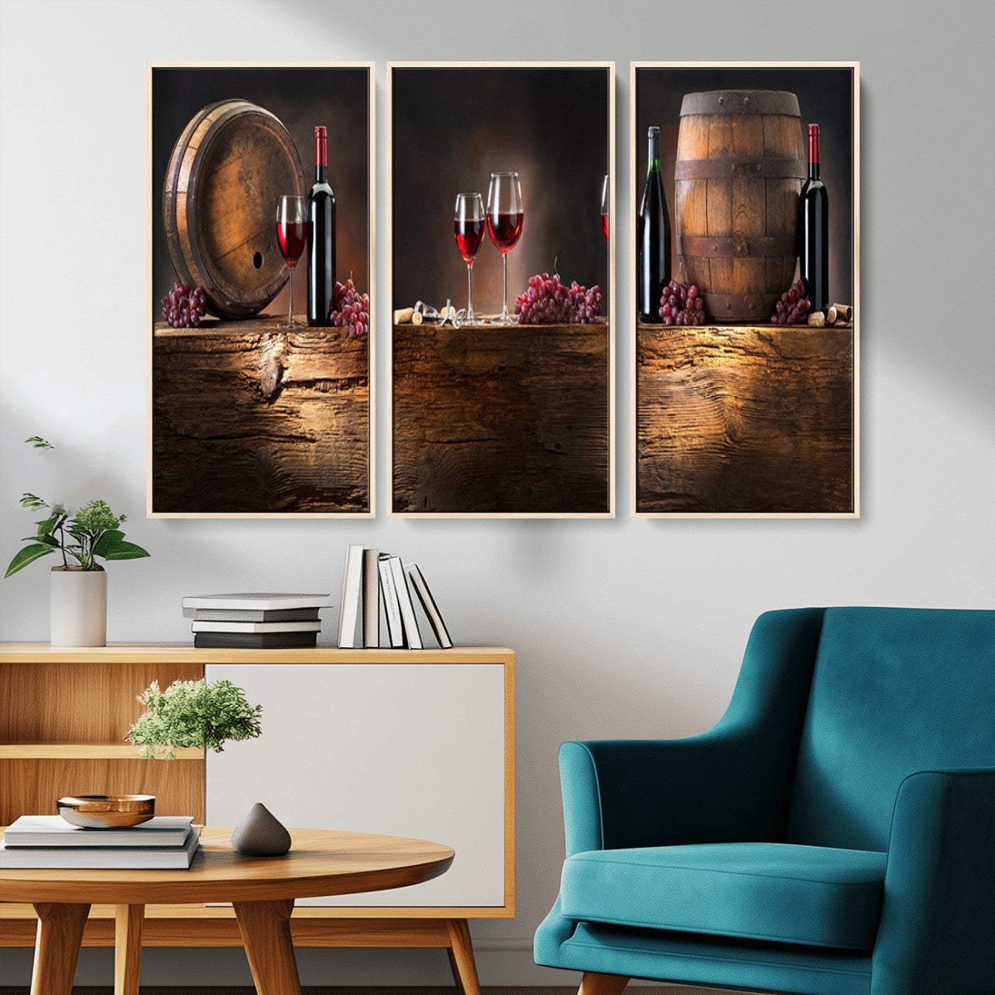 -Wine and Barrels Wall Art Canvas Print