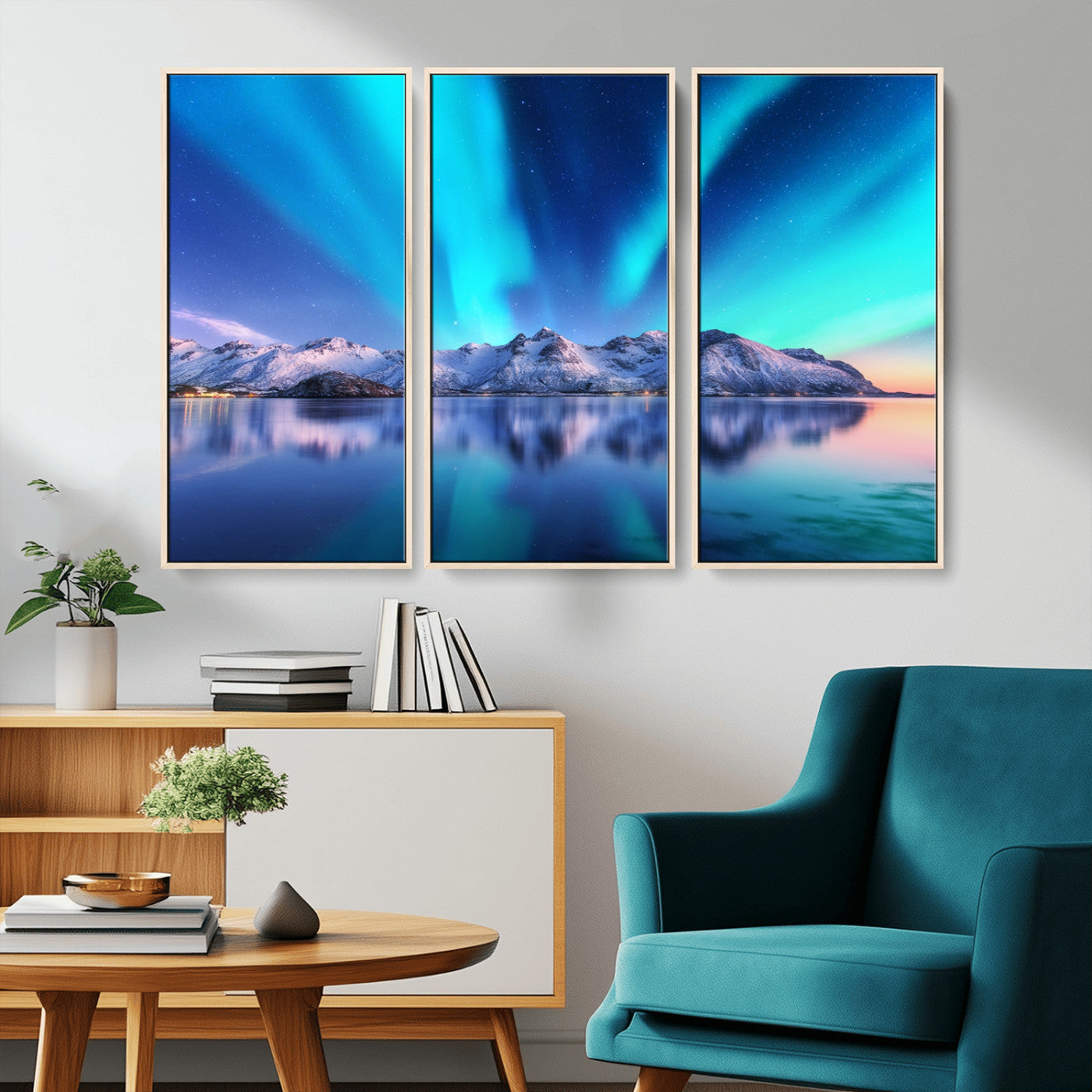 -Northern Lights above Mountain Wall Art, Northern Lights Wall Art Canvas Print