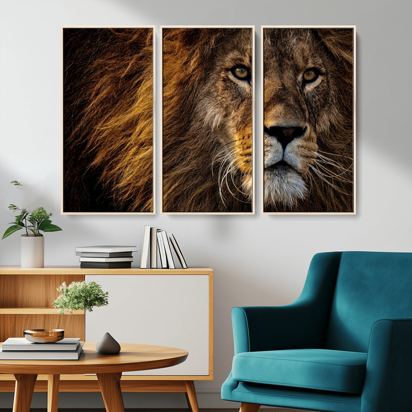 -Mighty Lion Wall Art Canvas Print – Majestic Animal Portrait Artwork for Home, Office, Living Room, Guest Room