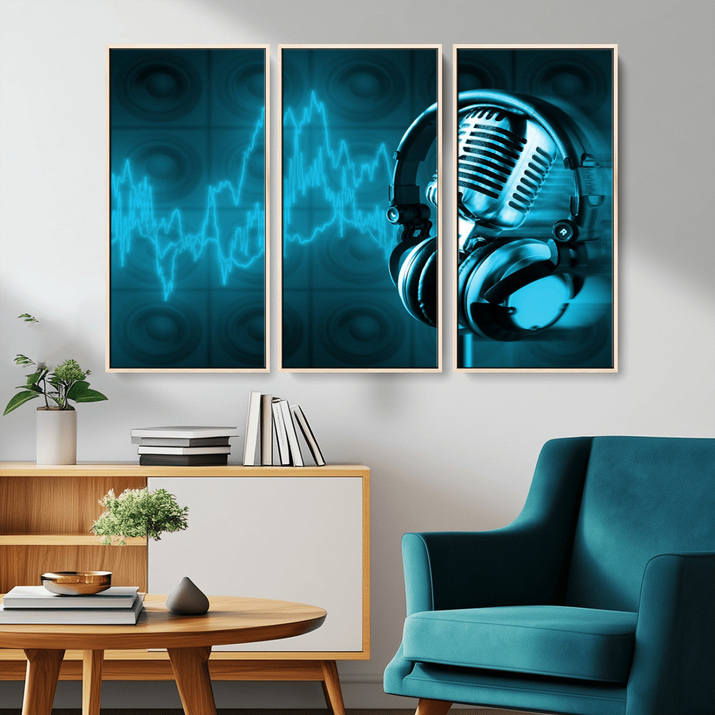 -Music and Microphone Wall Art Canvas Print