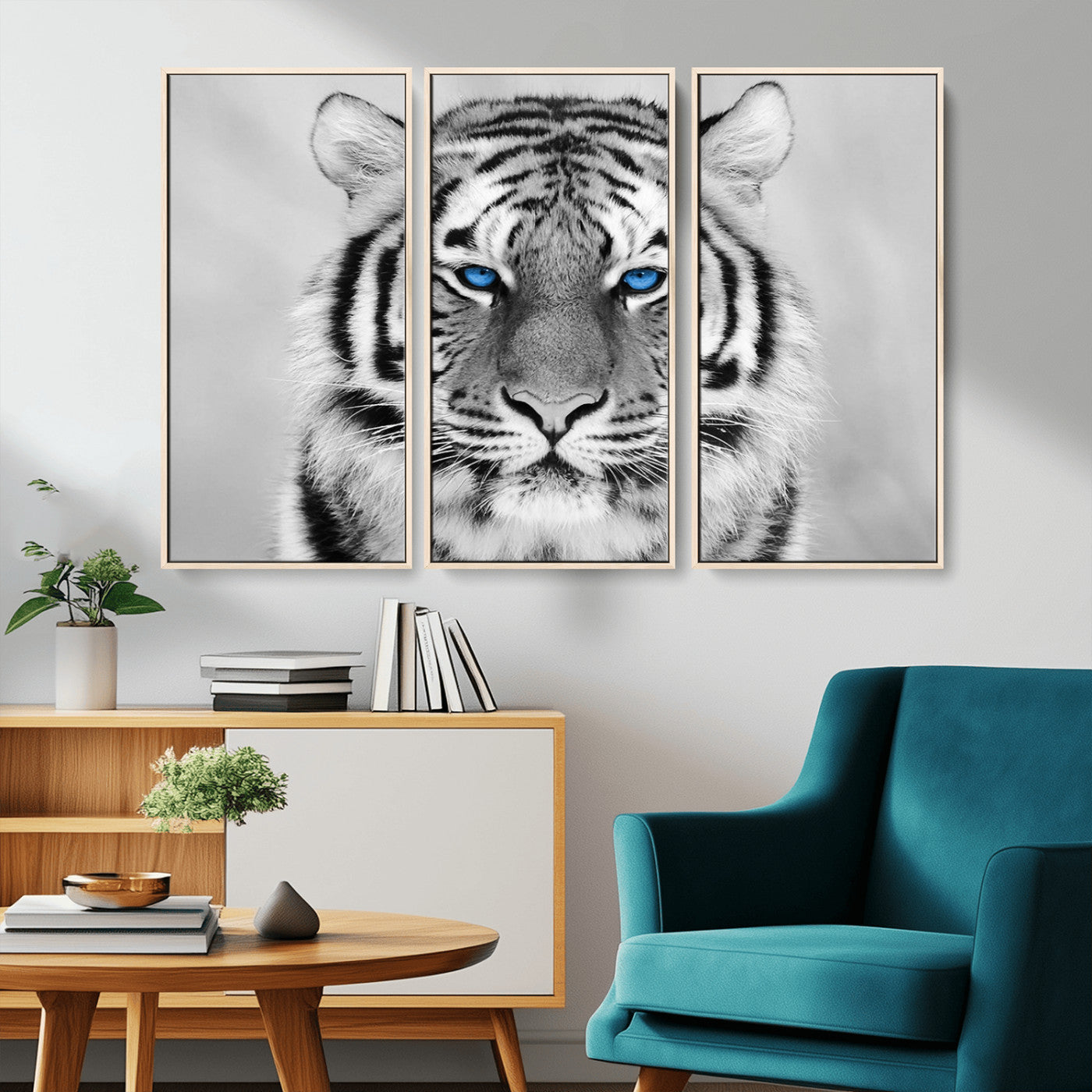 -Black and White Tiger Wall Art Animal Canvas Print