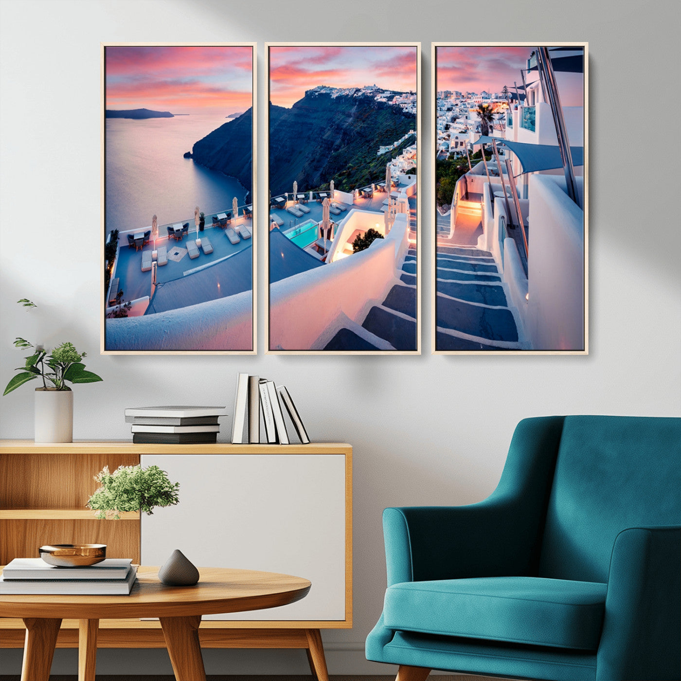 -Santorini Island Wall Art Canvas Print