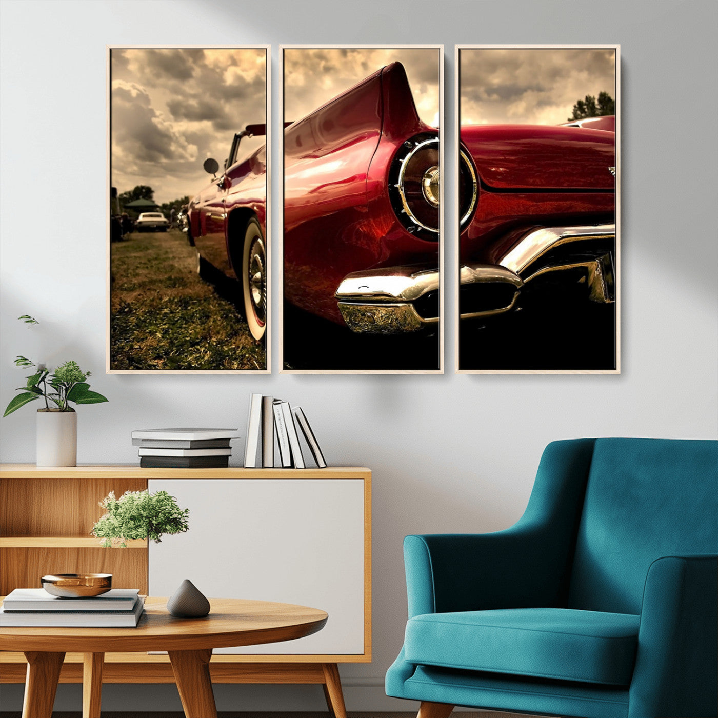 -Red Classic Car Wall Art Canvas Print