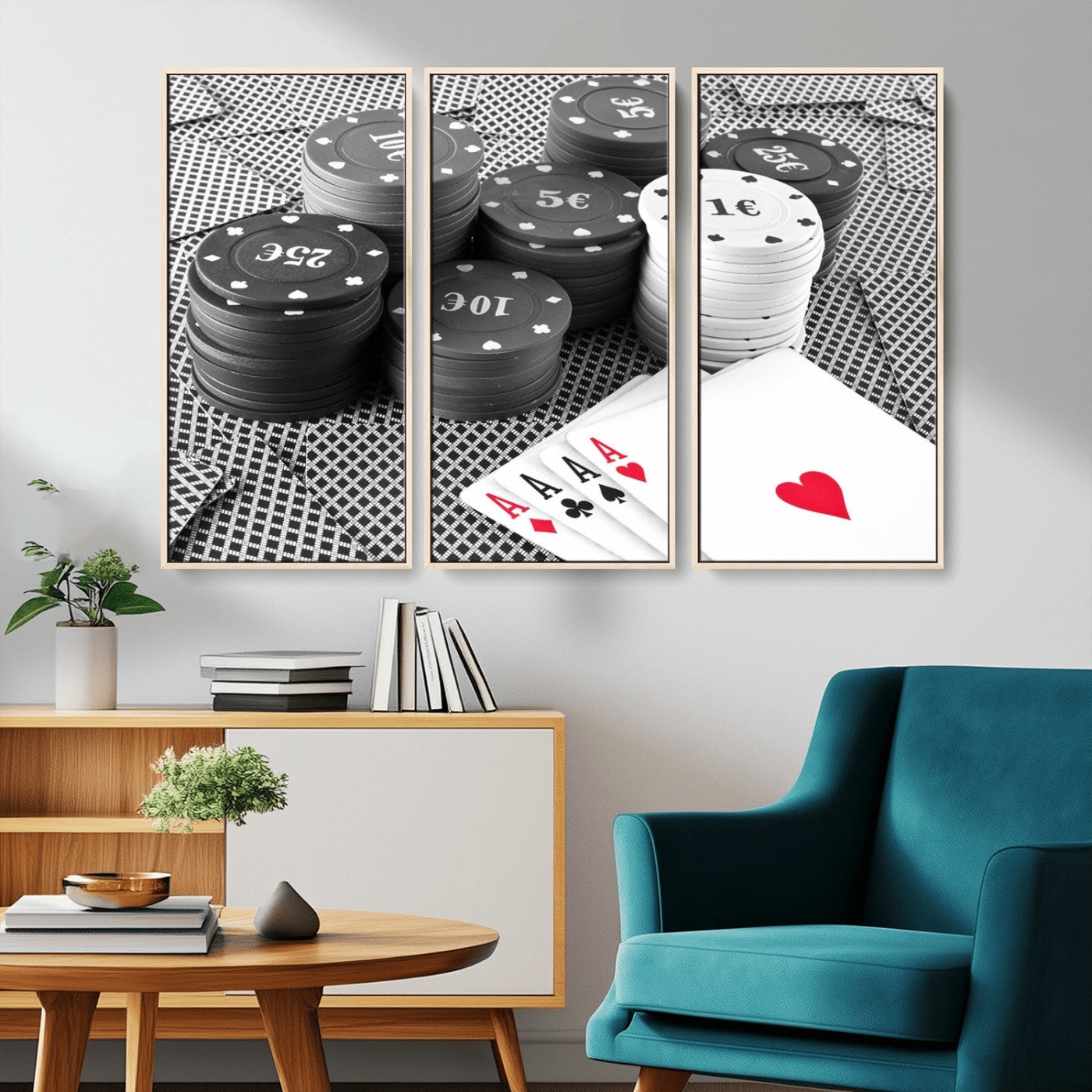 -Poker Game Cards Wall Art Canvas, Multi Panel Wall Art Canvas Print