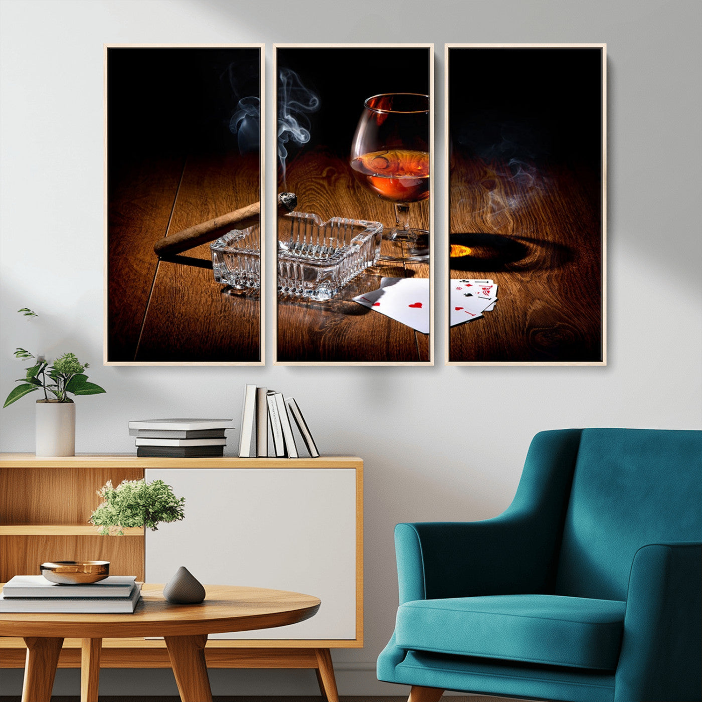 -Whiskey Cigar Wall Art Canvas Print Kitchen Wall