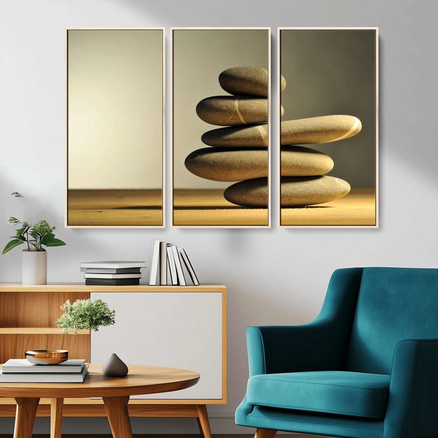 -Fluvial Zen Stones Canvas Wall Art Print