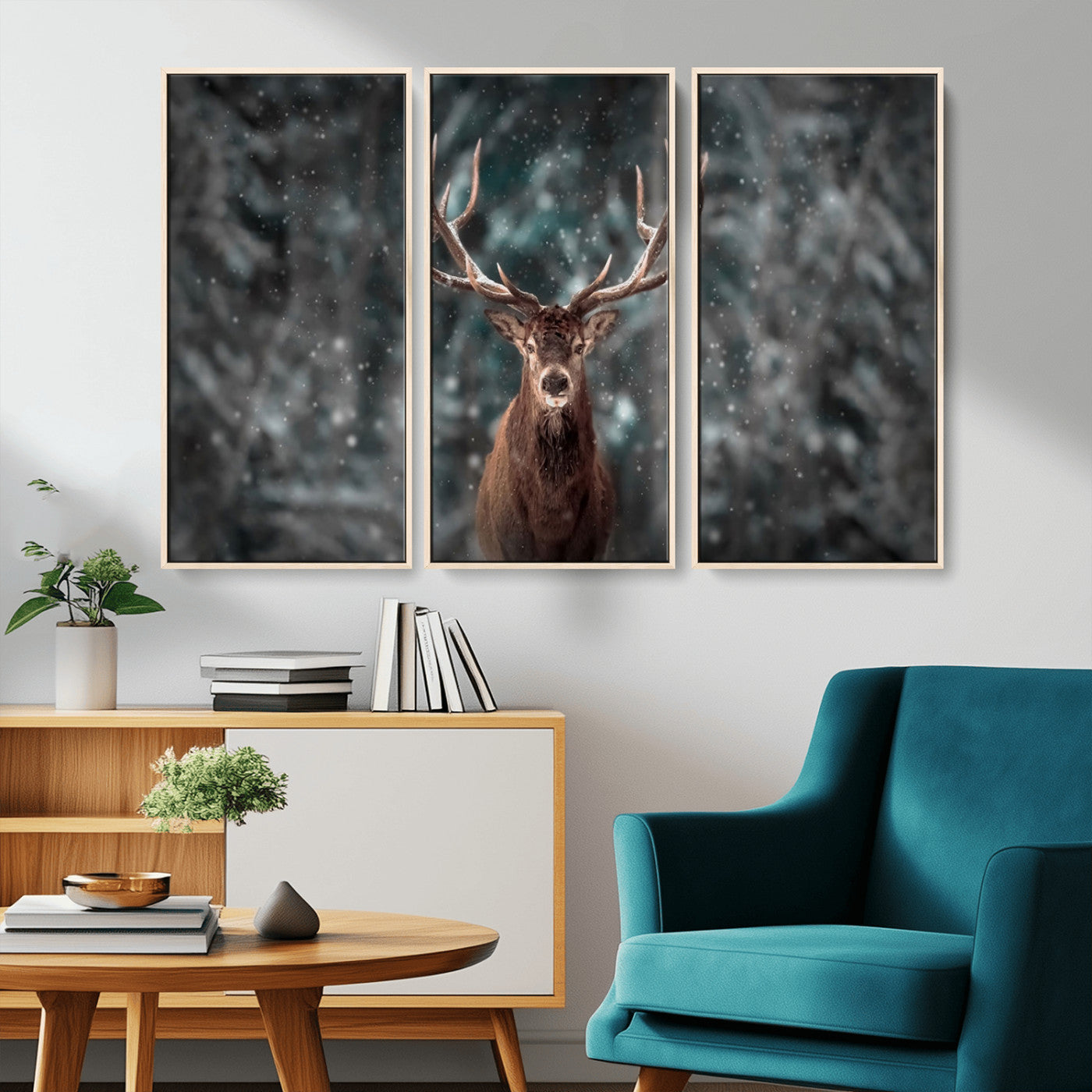 -Wall Art Deer Art Animal Canvas, Framed Wall Art Deer Canvas Print
