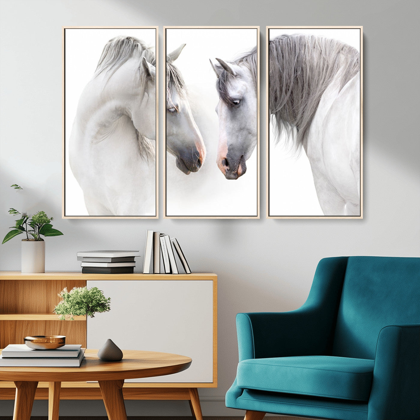 -White Horse Wall Art Animal Canvas Print