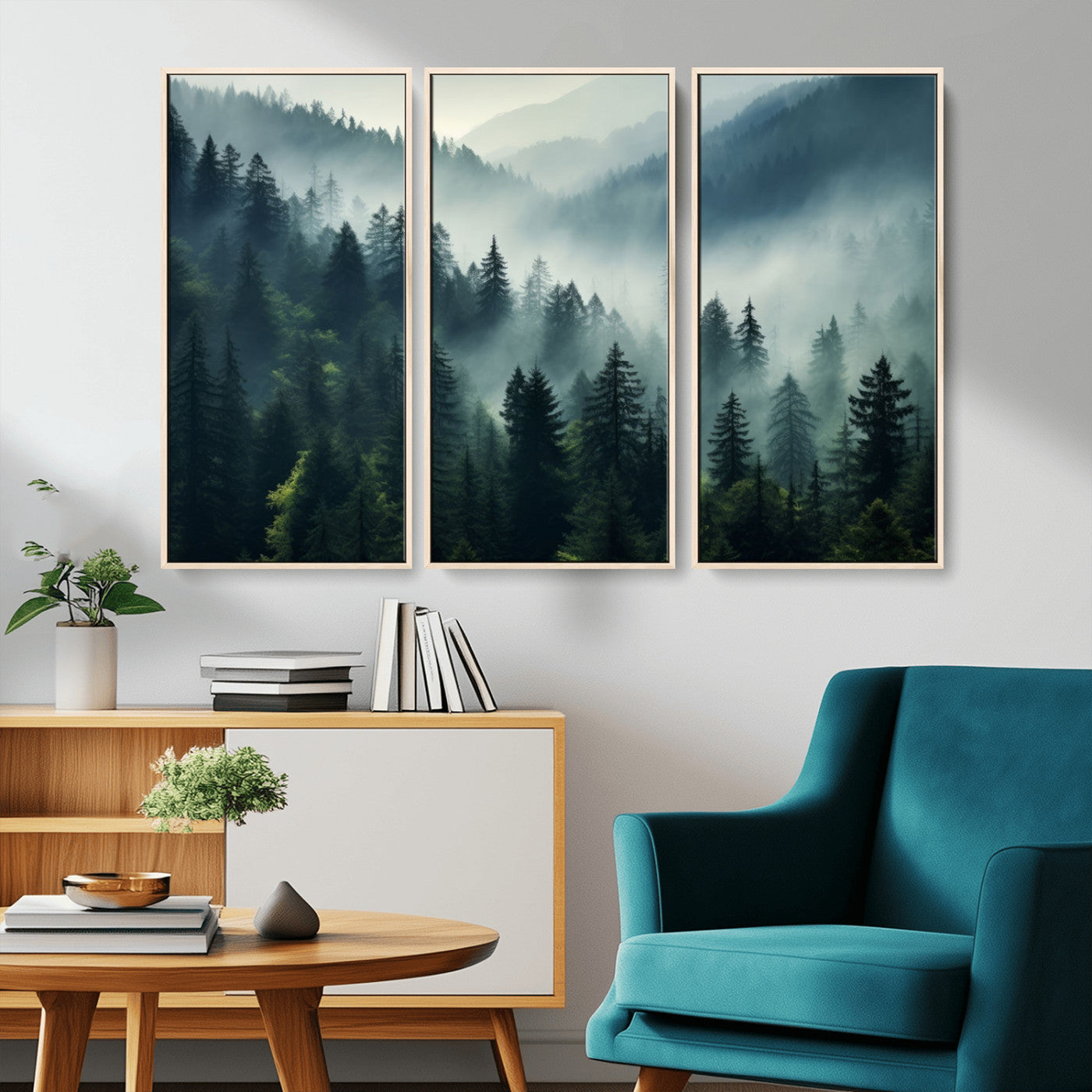 -Captivating Misty Forest Wall Art Premium Canvas Print a Foggy and Serene Atmosphere Art