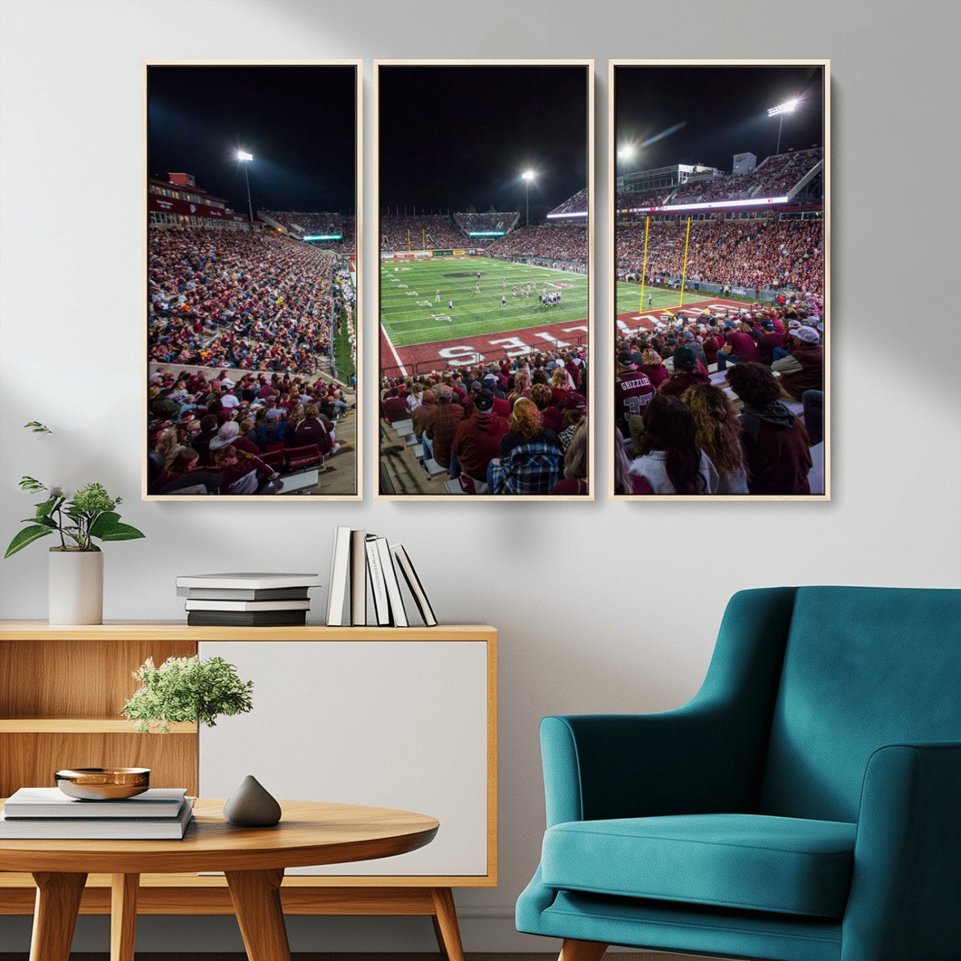-American Football Wall Art Canvas Print Framed Stadium Sport Wall Art Print Iconic Game Day Decor for Home, Office