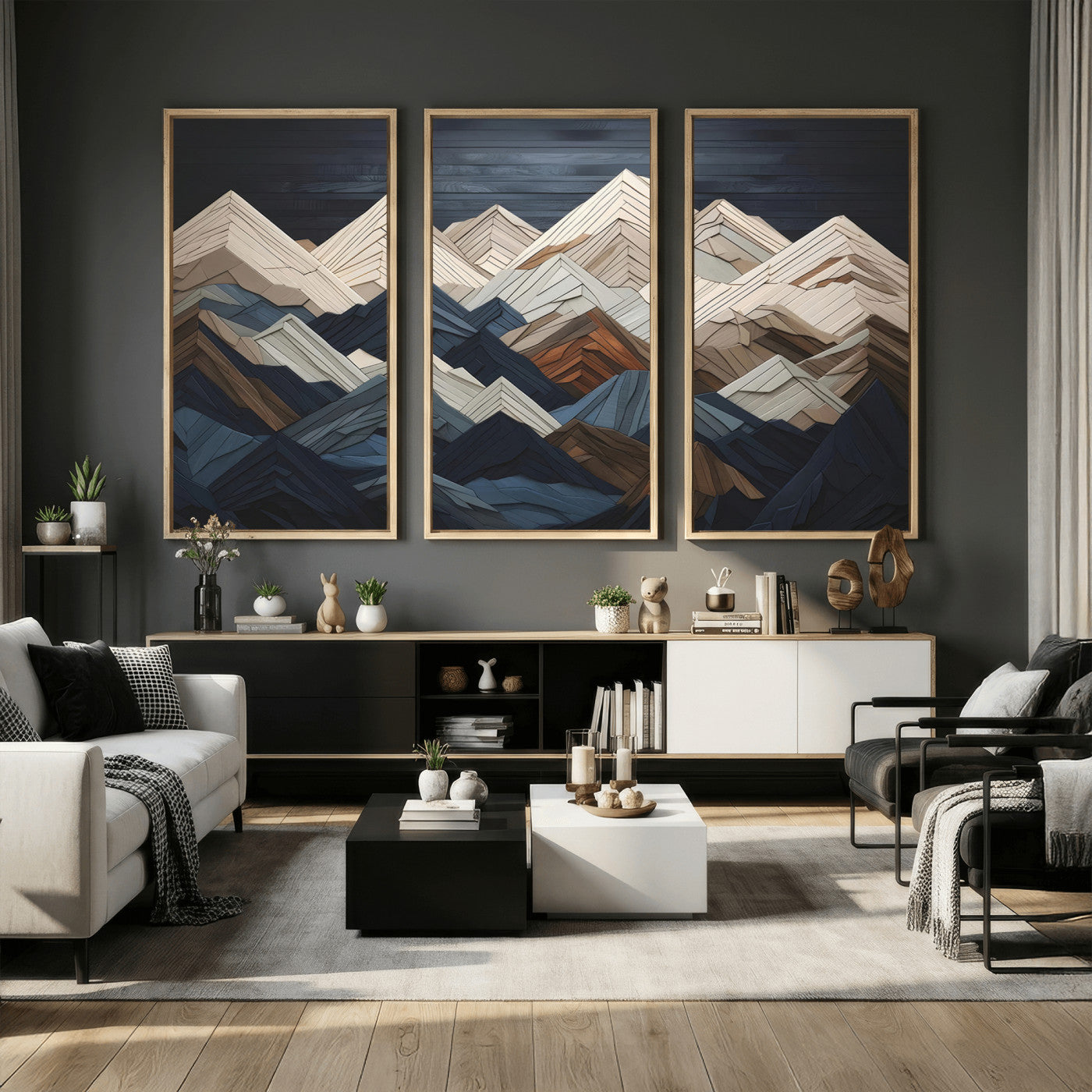 12896-MGV-CV-36X24 - Wood Mountain Wall Art | Mountain Canvas Print Wood Decor | Ready to Hang for Cabin Decor