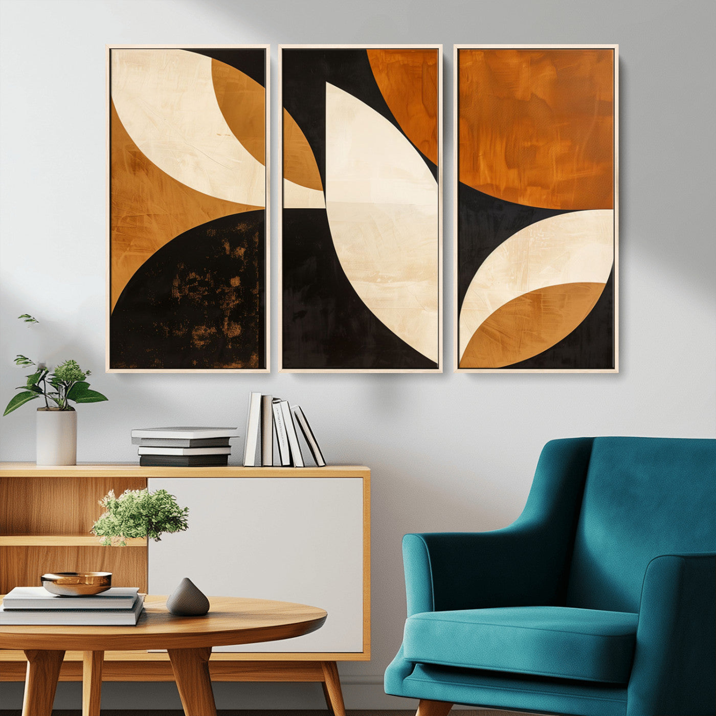 21251-MGV-CV-36X24-Geometric Abstract Wall Art Canvas Print, Mid Century Modern Wall Art Print