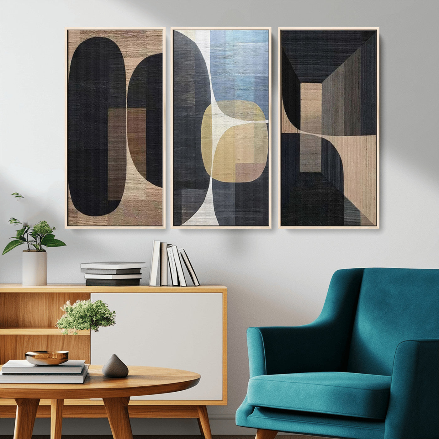 75252-MGV-CV-36X24-Minimalist Wabi Sabi Abstract Geometric Wall Art Canvas Print – Modern Minimalist Shapes – Ready to