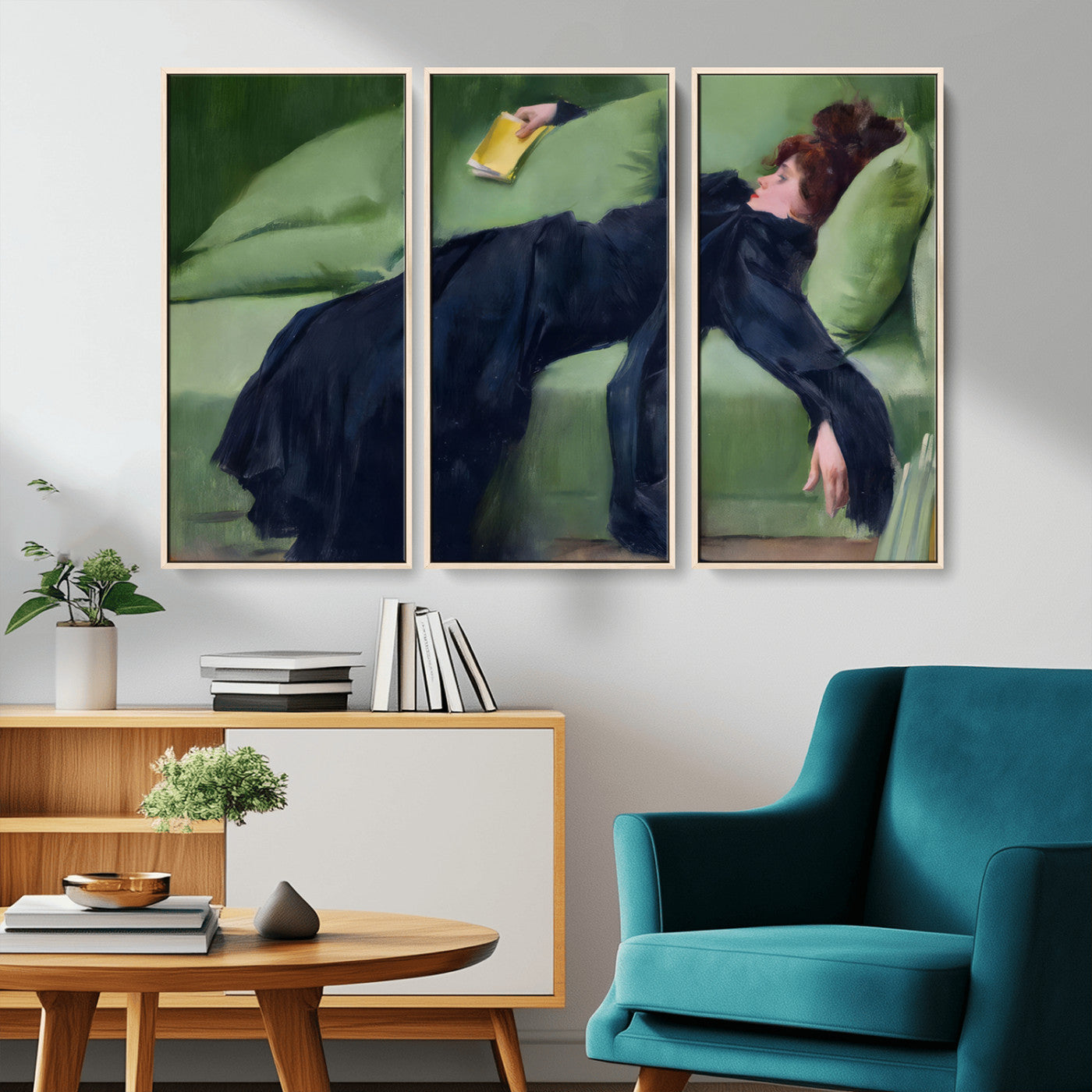 17725-MGV-FC-48X32-3P_Natural-Decadent Girl by Ramon Casas Wall Art Canvas Print, Framed Decadent Girl Canvas Print