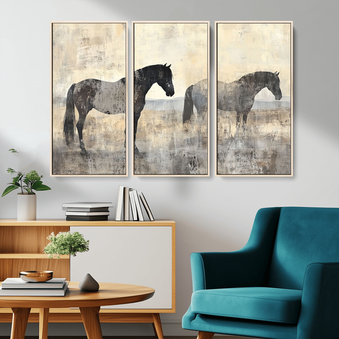 -Vintage Horses Wall Art Canvas Print