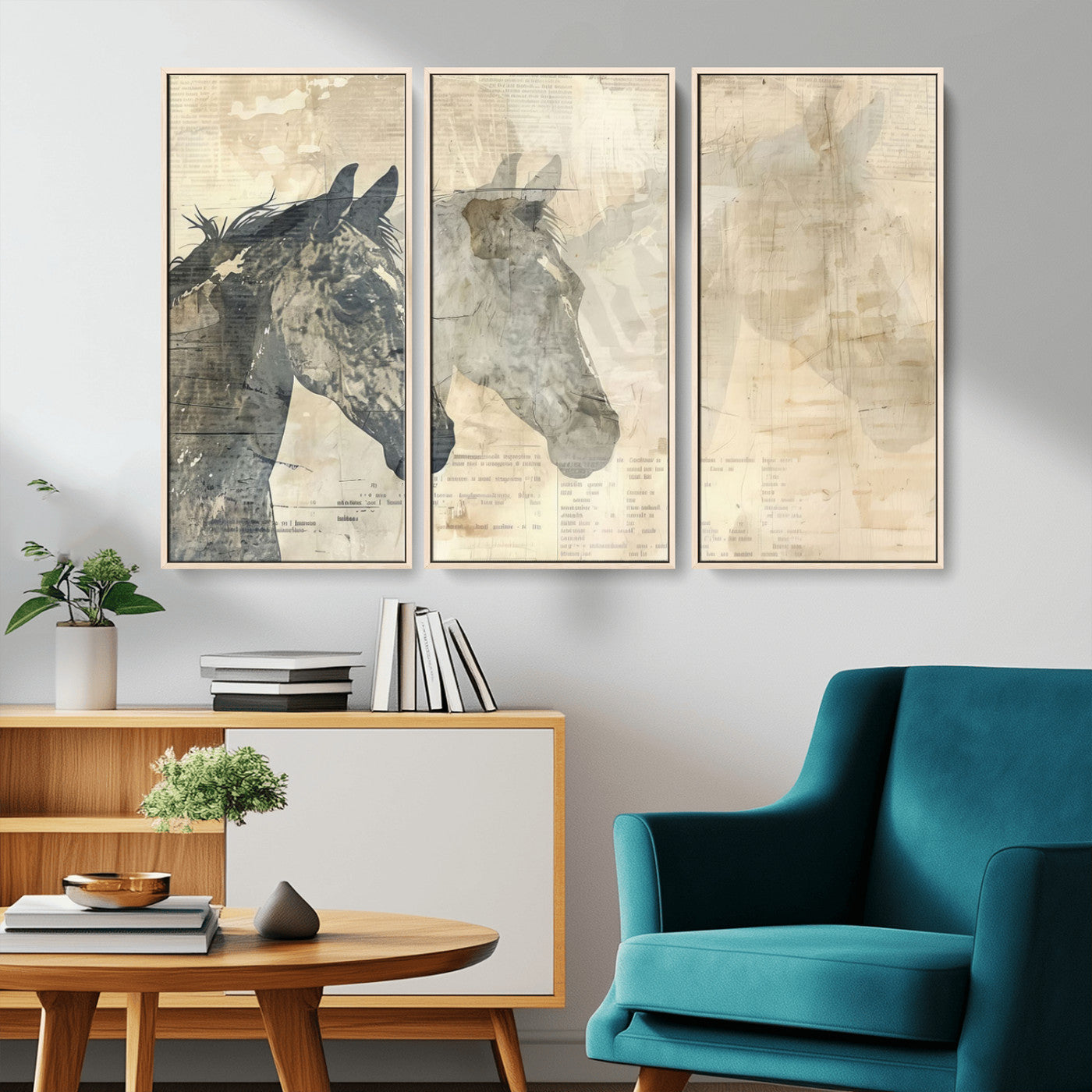 -Abstract Horse Canvas Print | Modern Farmhouse Wall Art | Ready to Hang Framed