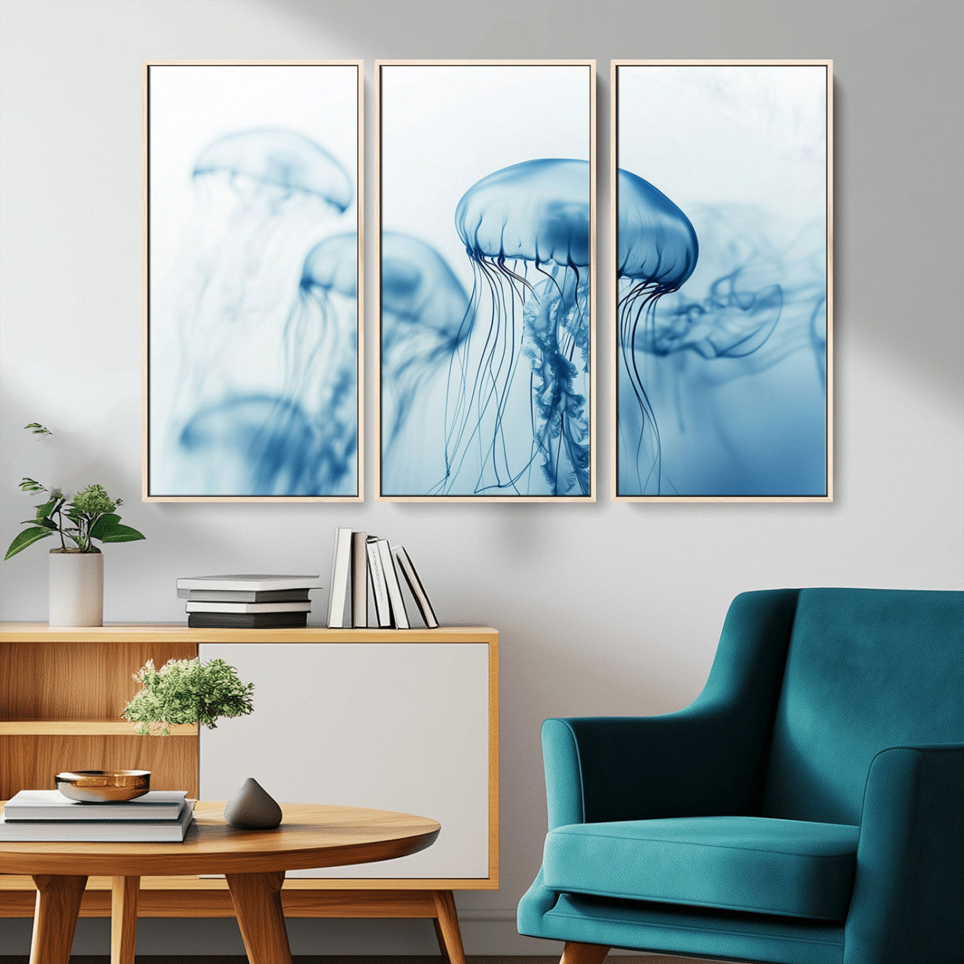 -Blue Jellyfish Wall Art Canvas Print