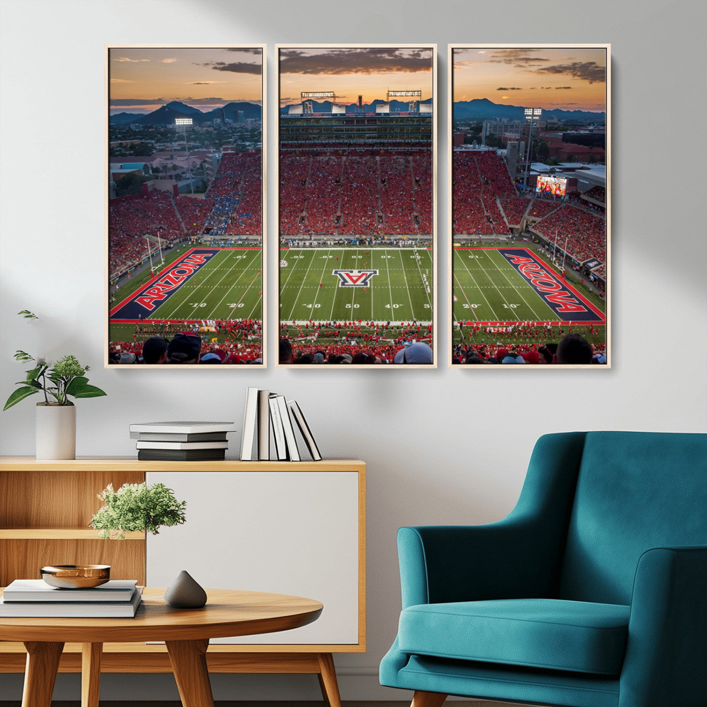 99722-MGV-CV-36X24-Framed Arizona Wildcats Football Team Print - Tucson Arizona Stadium Wall Art Canvas Print