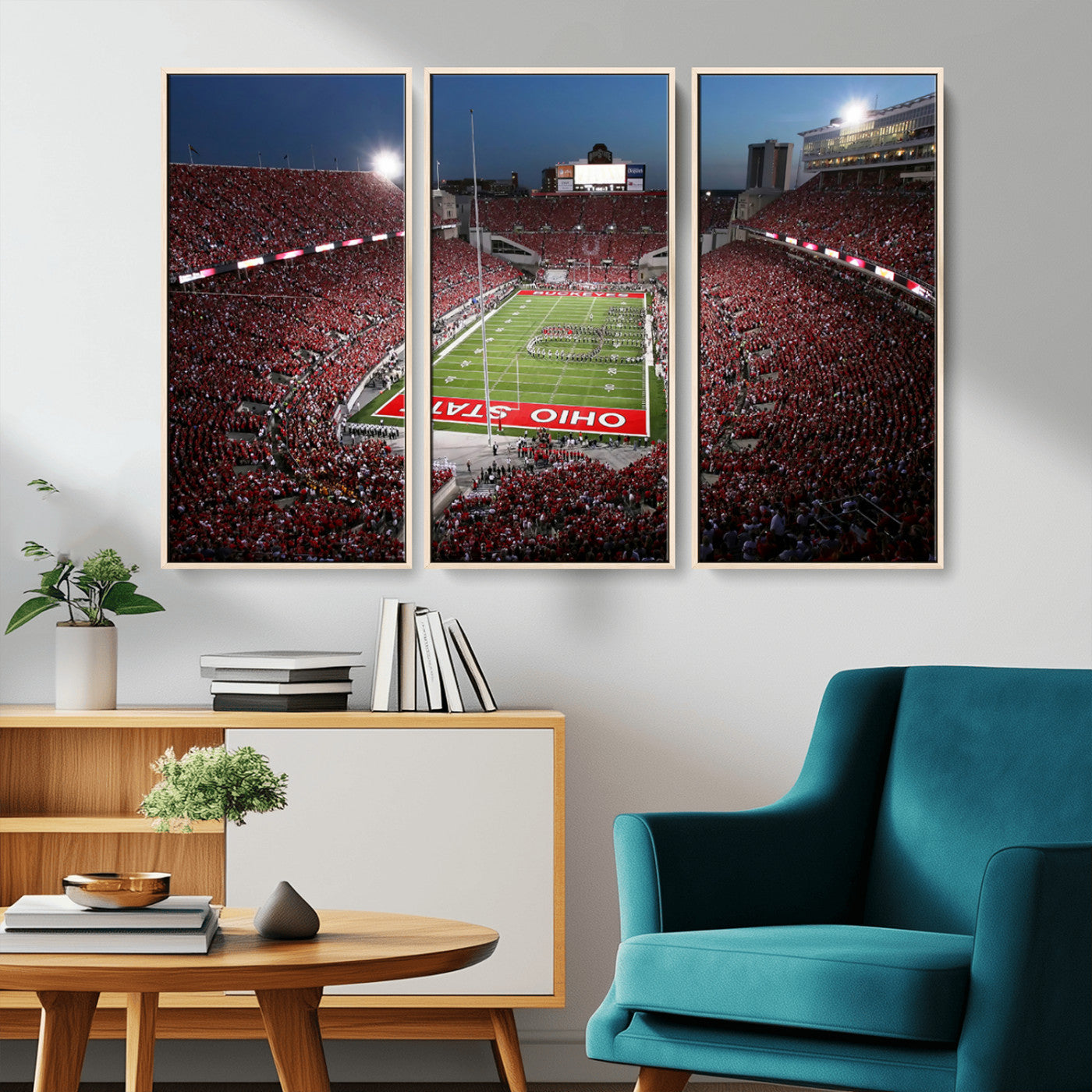 98743-MGV-CV-36X24-Ohio State University Buckeyes Football Team Print - Columbus Ohio Stadium Wall Art Canvas Print
