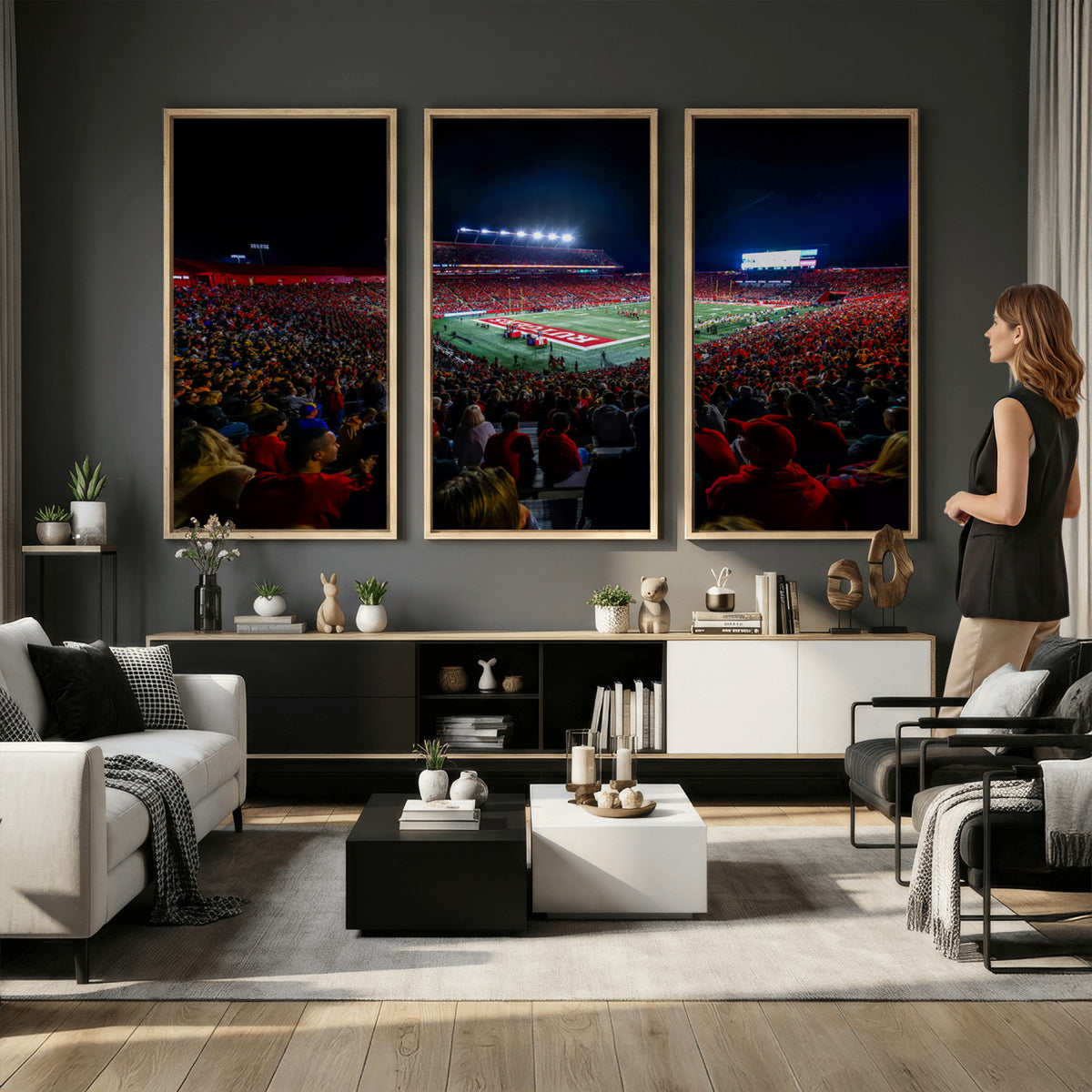18115-PAN-FL-20X10 - Rutgers Scarlet Knights Football Team Print - SHI Stadium, Piscataway Wall Art Canvas Print
