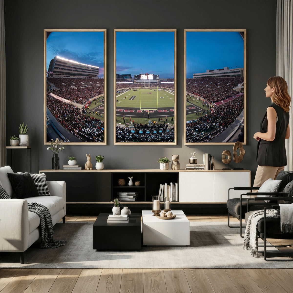 60763-PAN-FL-20X10 - Texas Tech Red Raiders Canvas, Framed Football Team Print - Lubbock Jones AT&T Stadium Wall Art