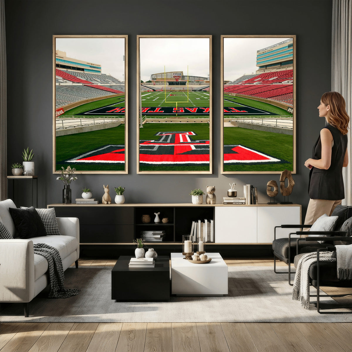 43169-PAN-FL-20X10 - Texas Tech Red Raiders Football Team Print - Lubbock Jones AT&T Stadium Wall Art Canvas Print