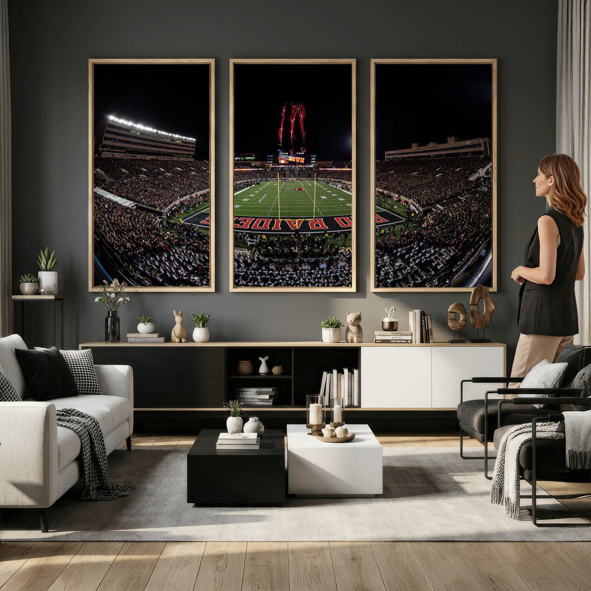 83122-PAN-FL-20X10 - Framed Texas Tech Red Raiders Stadium Canvas, Texas Tech Red Raiders Football Team Print - Lubbock