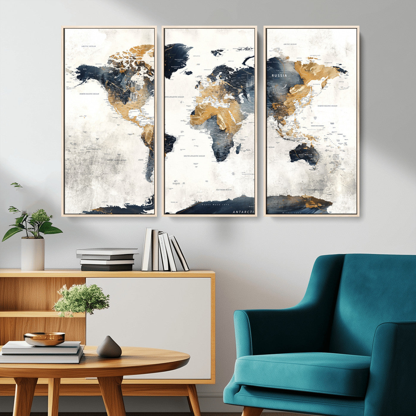 72479-MGV-FC-48X32-3P_Natural-Push Pin World Map Canvas Print – Framed Wall Art for Couples to Track Their Travels – Anniversary