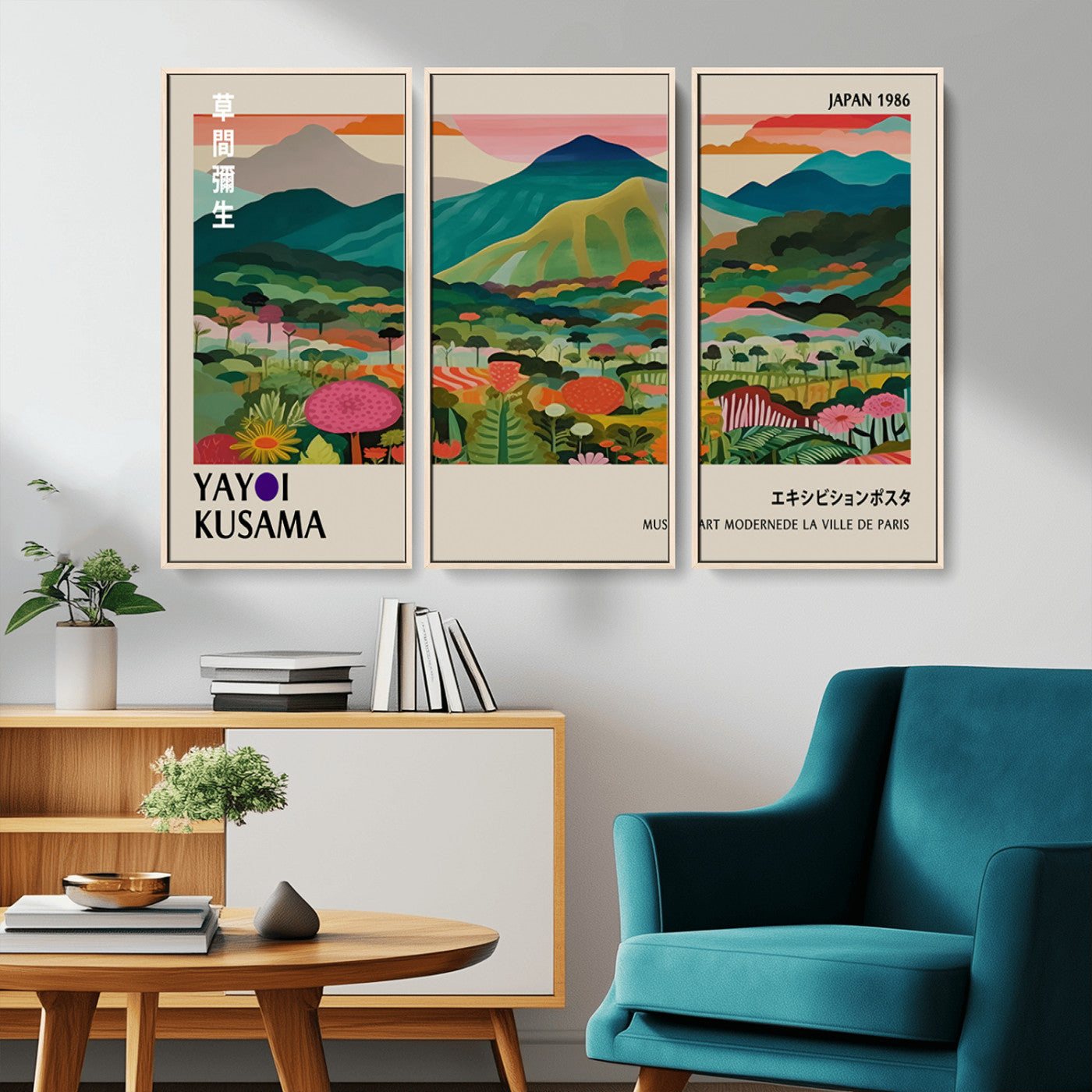 83384-MGV-CV-36X24-Yayoi Kusama Japan 1986 Canvas – Wabi Sabi Japanese Vibrant Abstract Wall Art Contemporary Canvas for Home, Office