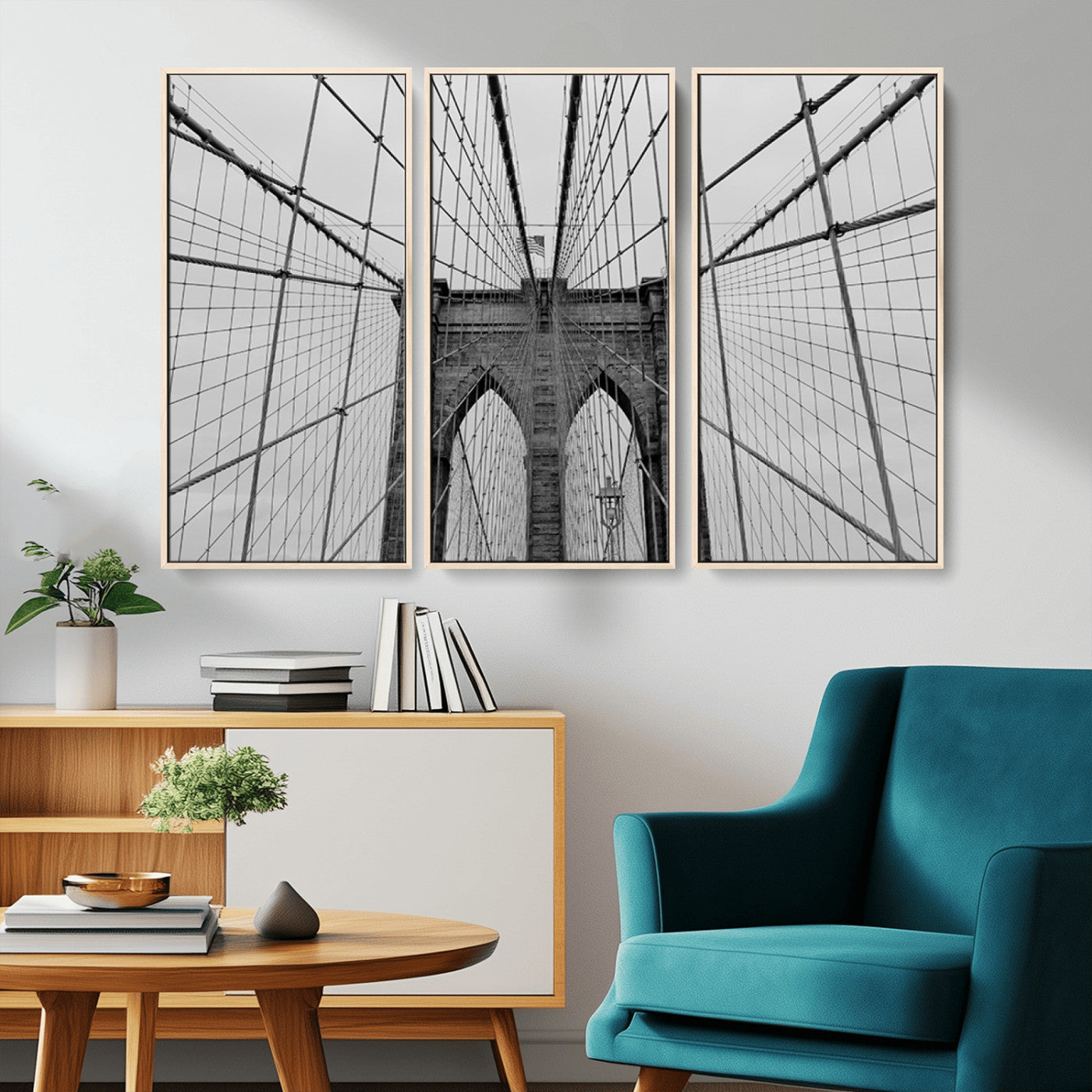 31341-MGV-FC-48X32-3P_Natural-Large Brooklyn Bridge Wall Art Canvas Print