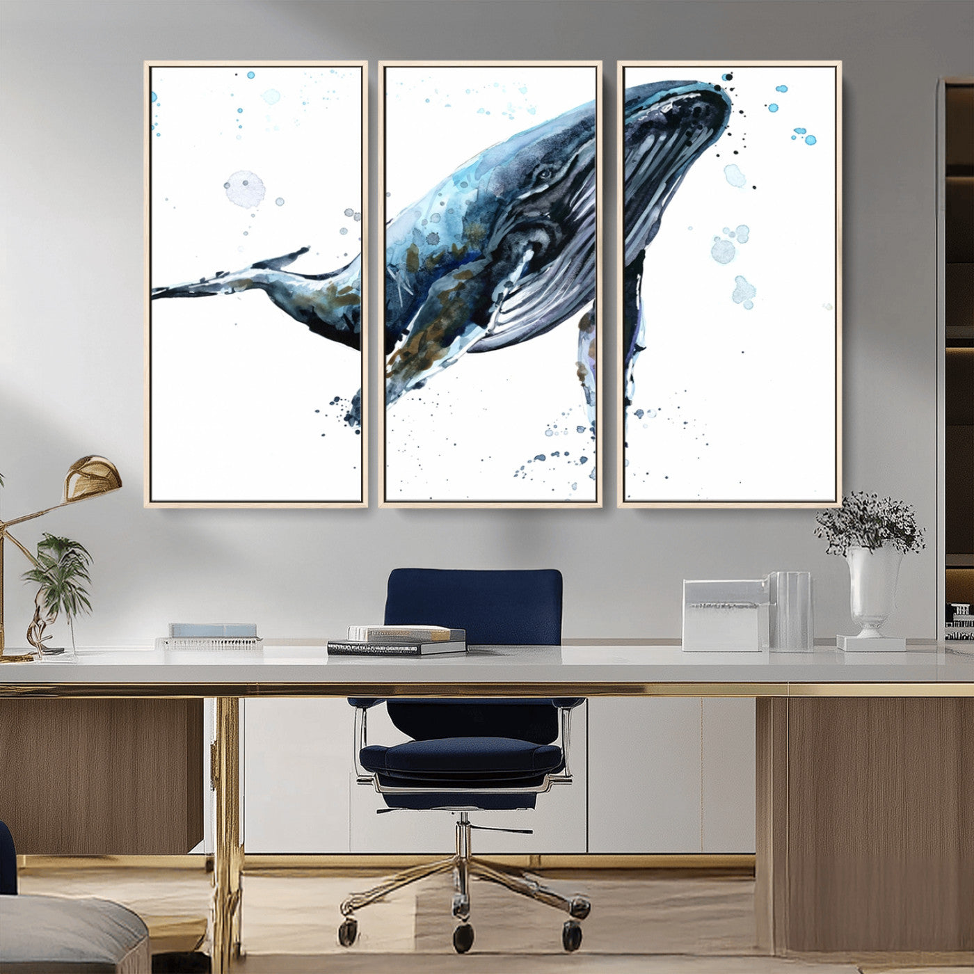 -Watercolor Whale Wall Art Canvas Print