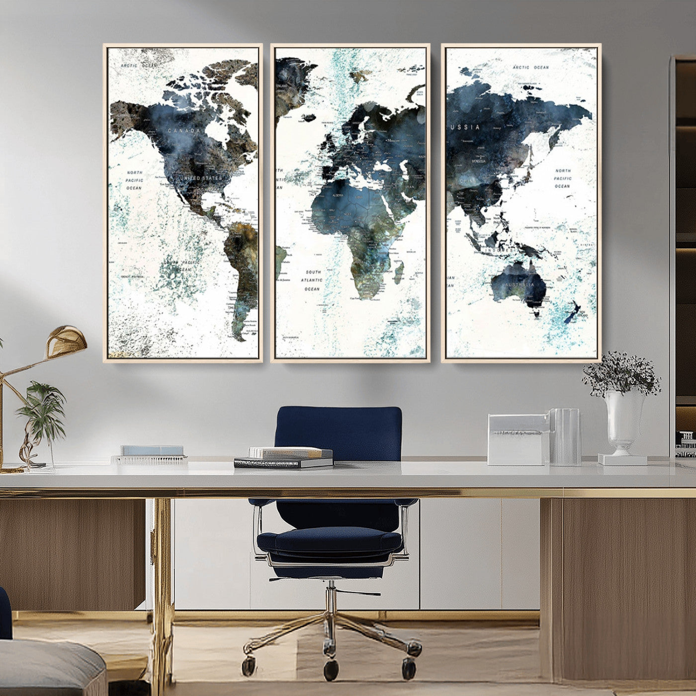 75398-MGV-FC-48X32-3P_Natural-Push Pin World Map Canvas Print – Travel Tracker Wall Art for Couples, Perfect Anniversary Gift for Home or Office Decor