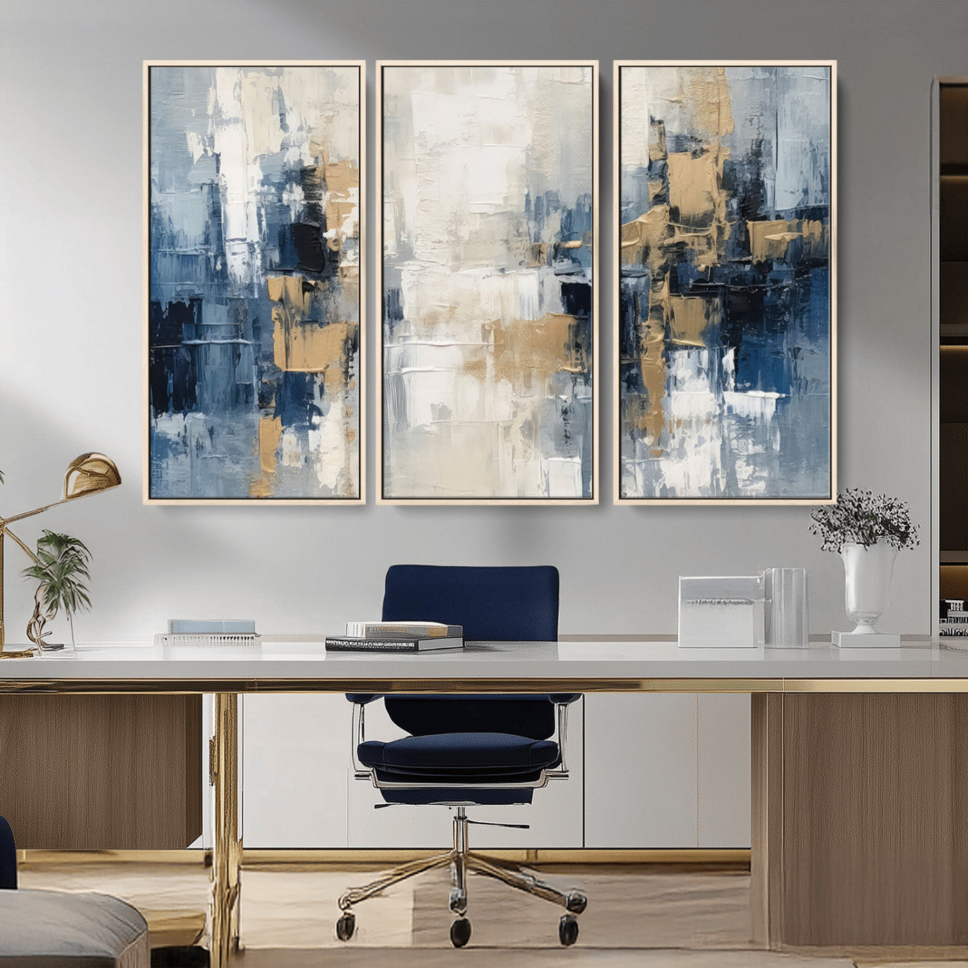 44344-MGV-FC-48X32-3P_Natural-Modern Abstract Canvas Wall Art in Blue and Gold Tones | Large Contemporary Art for Living Room,