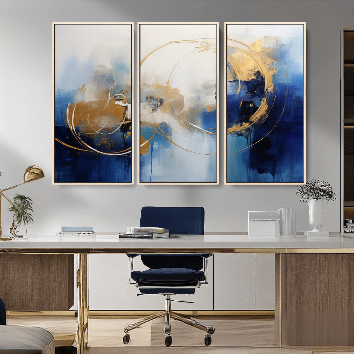52314-MGV-FC-48X32-3P_Natural-Navy Blue Abstract Wall Art Canvas Print