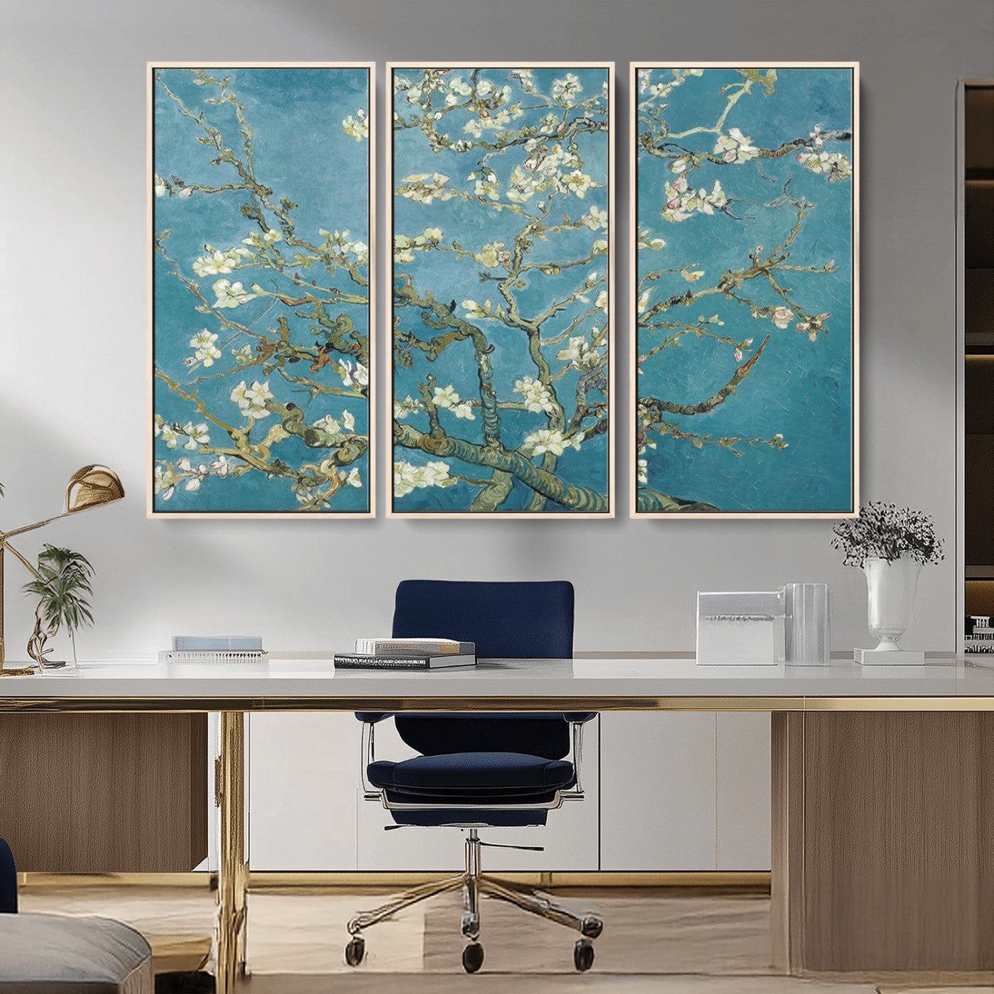 65607-MGV-CV-36X24-Vincent Van Gogh's Almond Blossom Abstract Wall Art Canvas, Van Gogh Almond Blossom Canvas Print