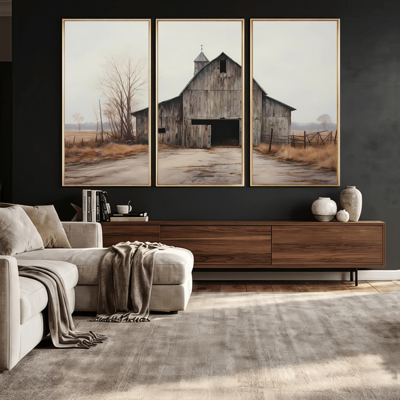 11602-MGV-CV-36X24 - Farmhouse Rustic Barn Wall Art Canvas Print – Framed and Ready to Hang – Perfect Addition to