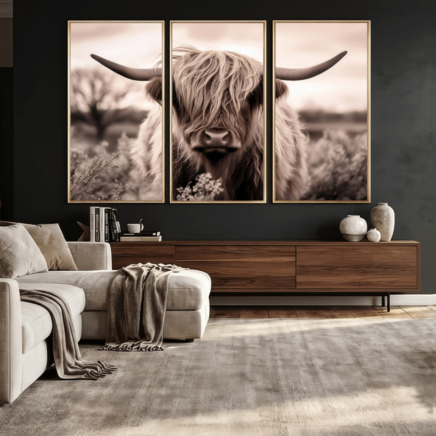 55903-MGV-CV-36X24 - Scottish Cow Longhorn Wall Art Canvas Print