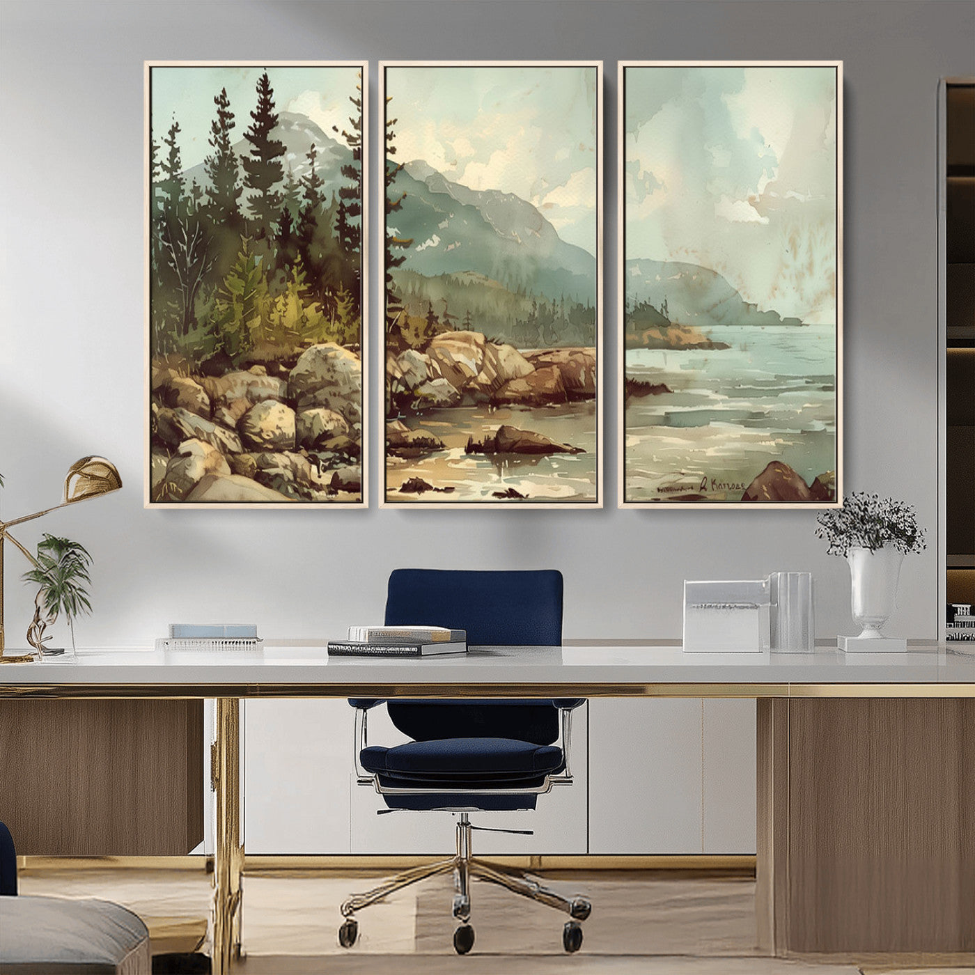 24809-MGV-CV-36X24-Abstract Acadia National Park Wall Art Canvas Print - Stunning 3-Panel Wall Art Canvas Print,