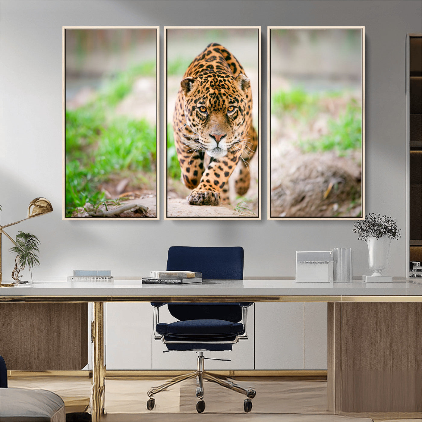 -Leopard on the Prowl - Stunning Large Framed Leopard Wall Art Canvas Wall Art for Living Room,