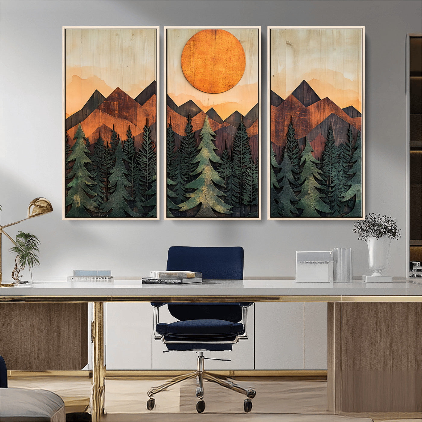 77739-MGV-CV-36X24-Sunset Mountain Landscape Canvas Wall Art Print - Nature Decor for Living Room, Office