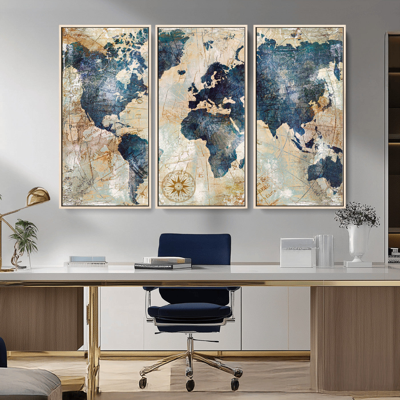 84561-MGV-CV-36X24-Push Pin World Map Canvas Print – Framed Wall Art for Couples, Travel Tracker Map, Anniversary Gift for Home Decor