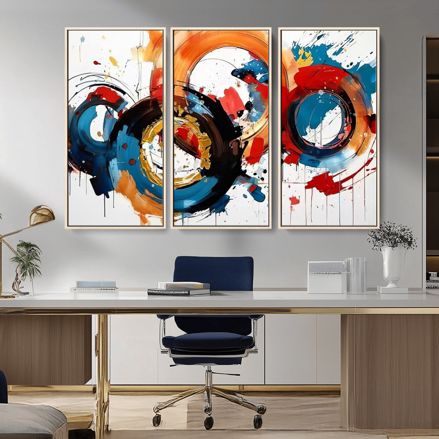88266-MGV-FC-48X32-3P_Natural-Abstract Wall Art, Rings Wall Art Canvas Print