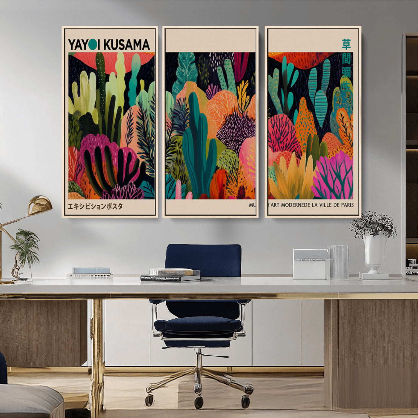 45711-MGV-CV-36X24-Yayoi Kusama Wall Art Canvas Print, Abstract Art, Large Yayoi Kusama Framed Canvas Print, Japanese