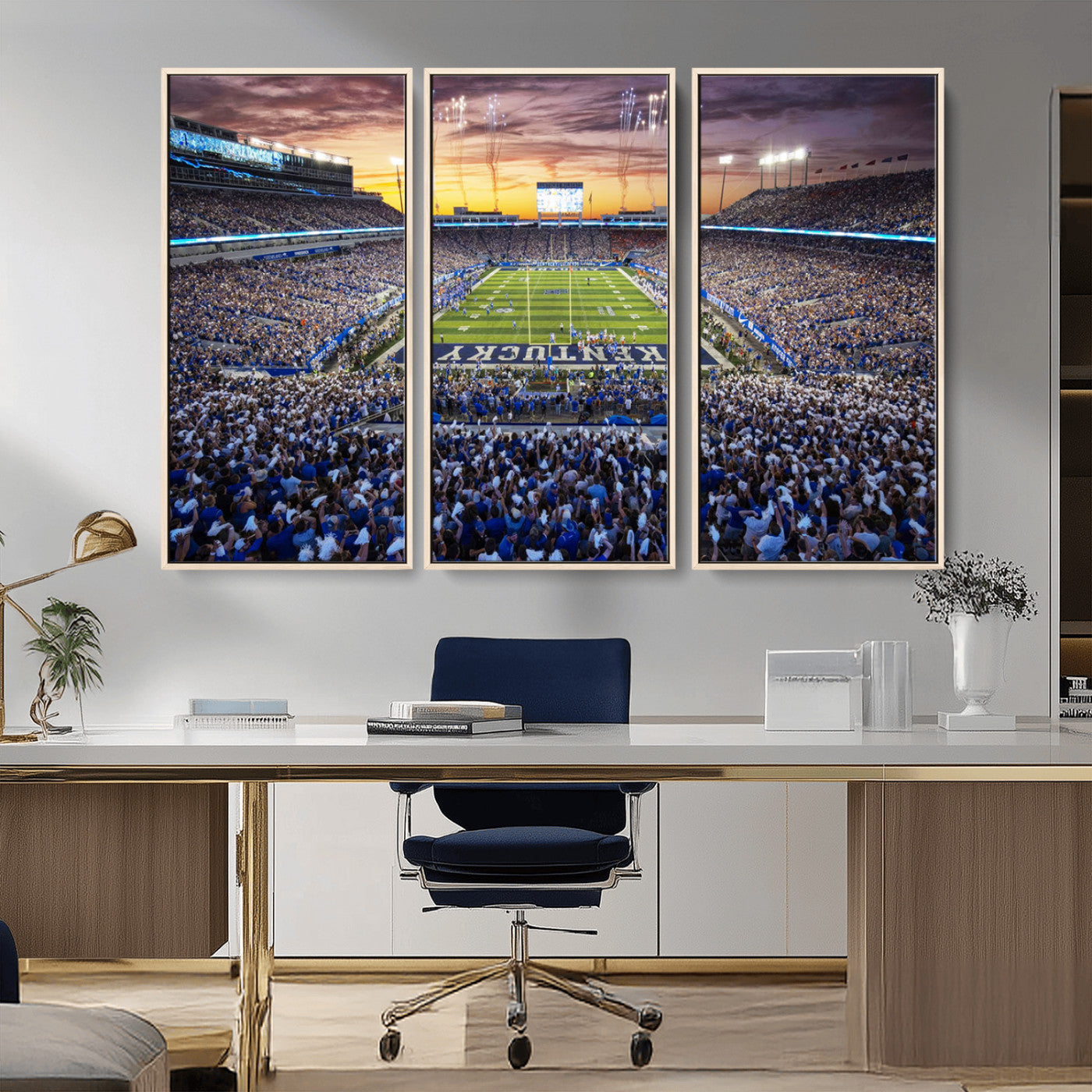 78524-MGV-FC-48X32-3P_Natural-Kroger Field Wall Art Print - Kentucky Stadium Wall Art Print - Sunset Football Stadium Wall Decor -