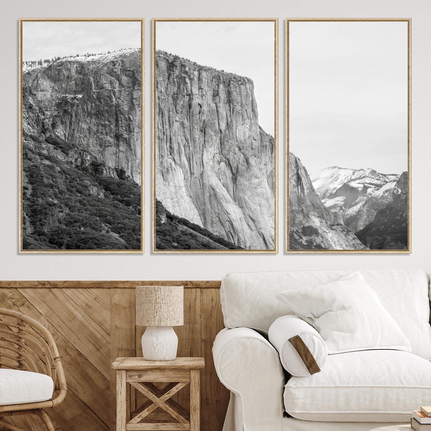 39393420-MGV-CV-36X24-El Capitan Wall Art Canvas Print – Framed Yosemite Cliff Monochrome Mountain Landscape Nature Artwork for Home Office