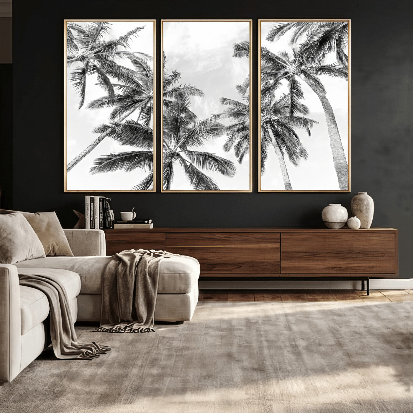 62113786-MGV-CV-36X24 - Palm Trees Wall Art – Tropical Breeze Canvas Print, Vacation Island Silhouette, Coastal Calm and Summer Paradise for Living Room or Beach House Decor