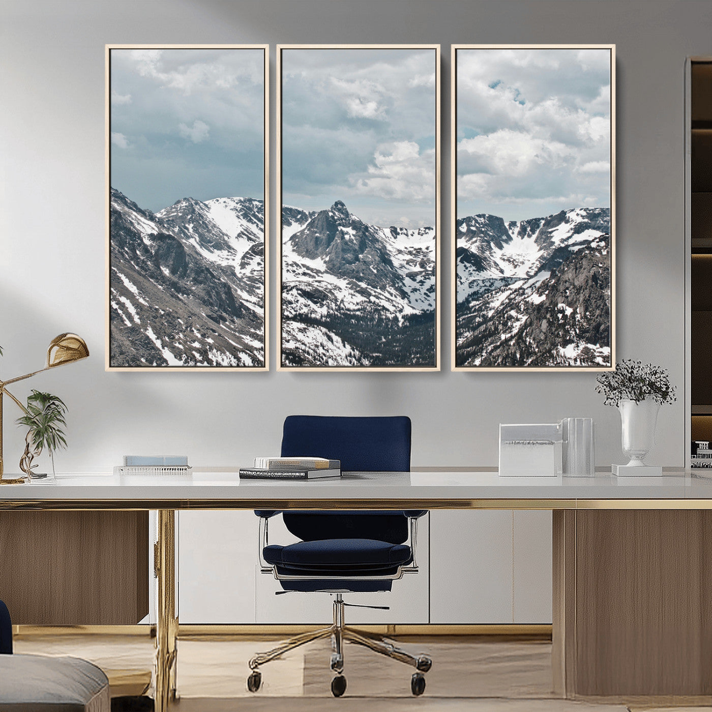 -Snowy Peaks Wall Art Canvas Print – Alpine Wilderness Mountain Escape Winter Serenity Artwork for Home, Office