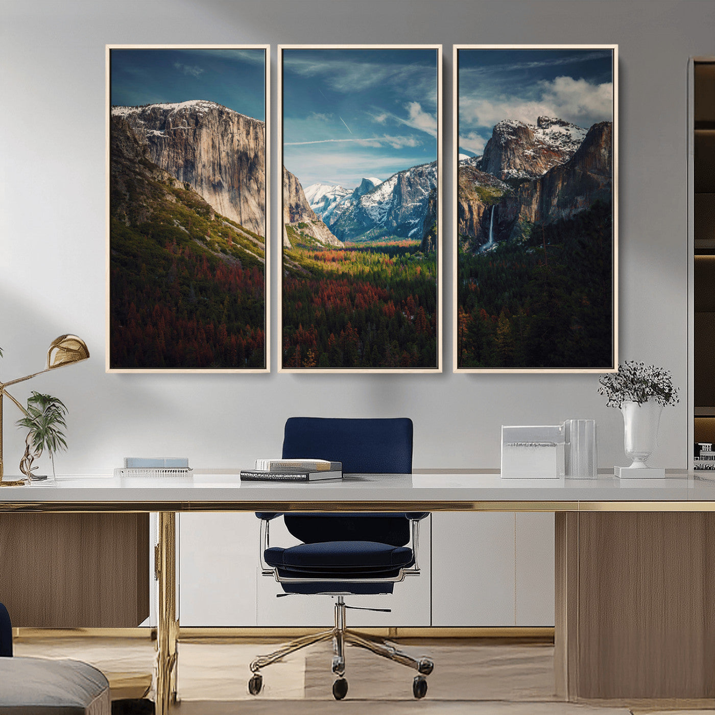 -Yosemite National Park Wall Art Canvas Print, Framed Mountain Landscape Art Picture Print, El Capitan Perfect Rustic Farmhouse Decor Artwork