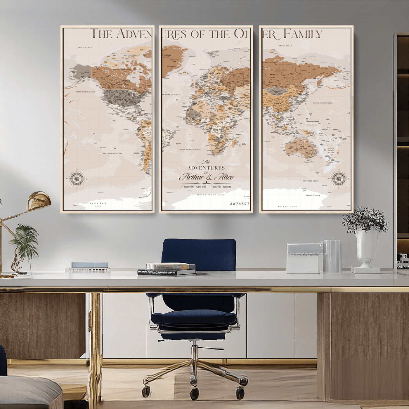 -Personalized Push Pin World Map Canvas – Custom Framed Travel Tracker Wall Art, Large Adventure Map with Pins for Home, Office